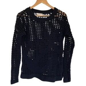 Kenar Womens Open Knit Weave Tunic‎ Sweater Size Small Navy Nautical Coastal